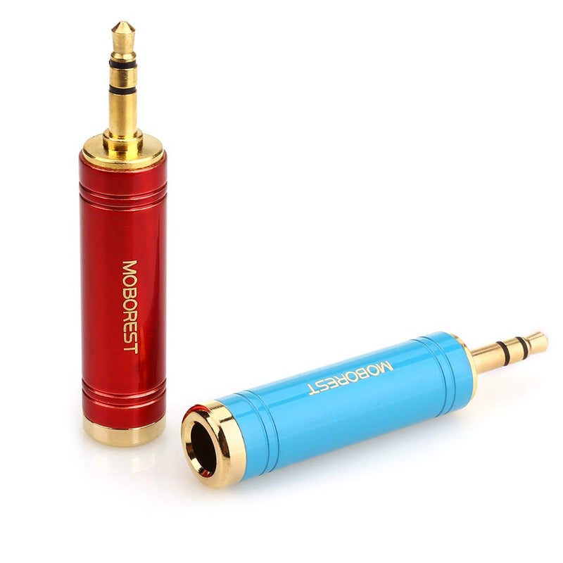 MOBOREST 3.5mm Male to 6.35mm Female Stereo Pure Copper Adapter, 1/8 Inch Plug to 1/4 Inch Jack Stereo Adapter, Can be Used Conversion Headphone adapte, amp adapte, Fashion 1Red+1Blue - Image 3